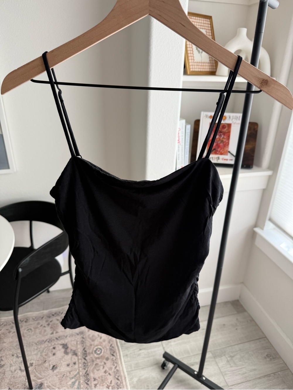 Velvet by Graham & Spencer Black Ruched Cami Tank Top